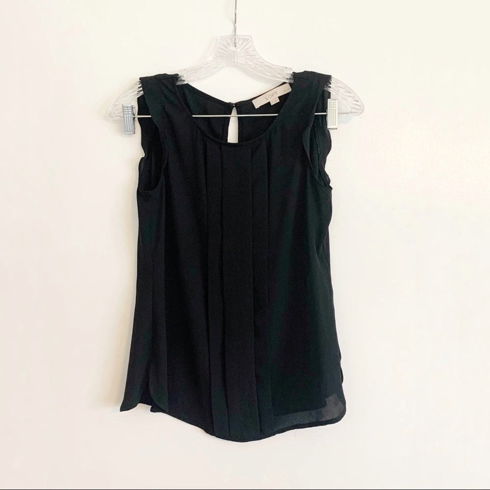 Ann Taylor LOFT Black flutter sleeve tank